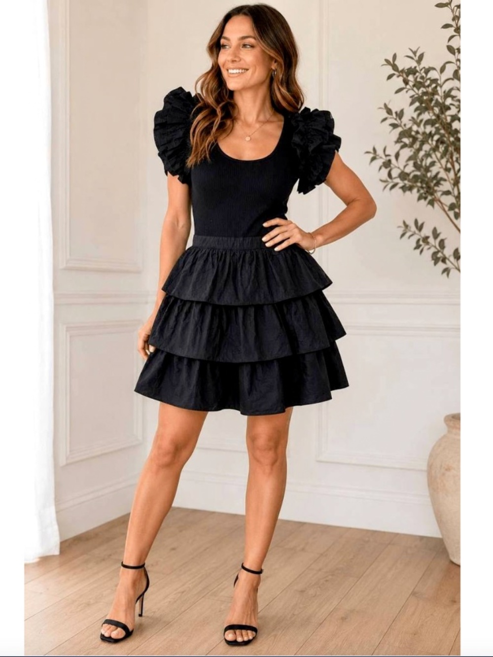 ULLA JOHNSON Hanna Dress in Black - 8